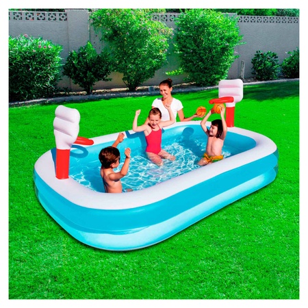 Bestway Dunk N Splash Basketball Inflatable Family Play Pool with Two Hoops and Balls - 8'3" x 66" x 40"Brand: Bestway
