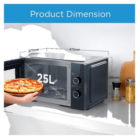 Midea 25L Compact Solo Microwave Oven 800W – Matte Black Edition - Image 3