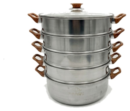 Basoo BBCL High Quality 5-Layer Stainless Steel Multi-Tier Steamer Pan with Lid - 32cm