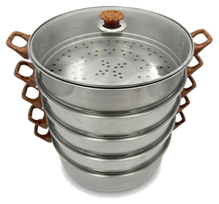 Basoo +Plus High Quality 5-Layer Stainless Steel Multi-Tier Steamer Pan with Lid - 36cm / 38cm - Image 2