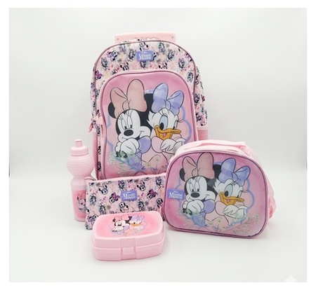 Disney Minnie Mouse Girls Rolling Backpack Set with Lunch Bag, Water Bottle, Pencil Pouch & Lunch Box - Image 3