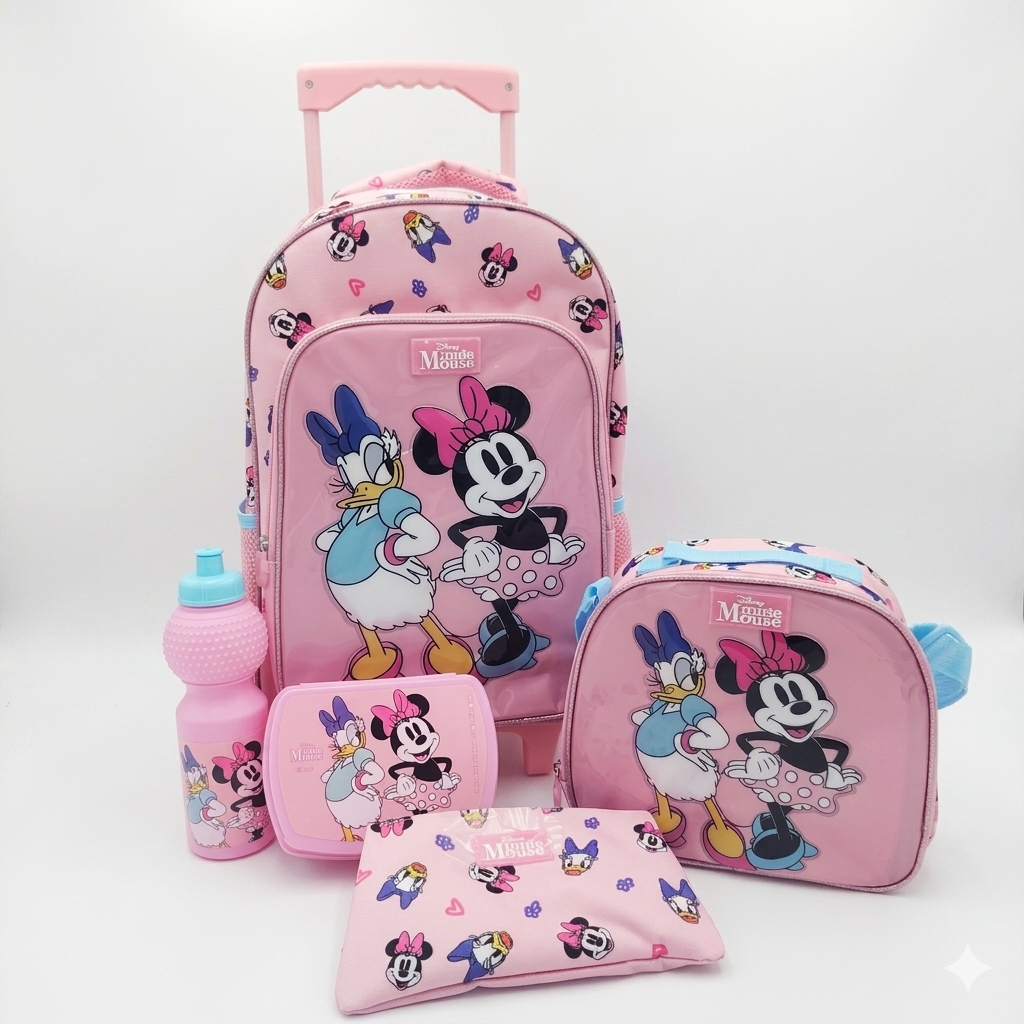 Minnie & Daisy Pink 5-Piece Kids Trolley Bag 5 pc set