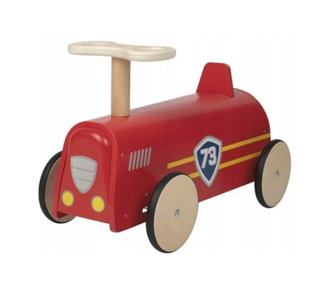 Playtive Red Retro Wooden Ride-On Car – Classic Eco-Friendly Toddler Walker & Motor Skills Toy - Image 2