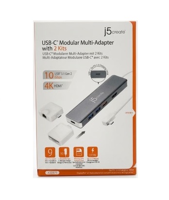 j5create JCD375-N USB-C Modular Multi-Adapter with 2 Kits -New