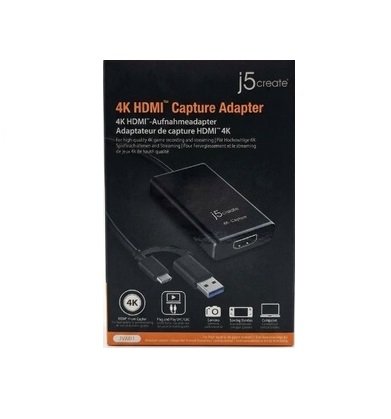 J5Create 4K Hdmi Capture Adapter, Usb-C Usb-A Female Host Connector -New