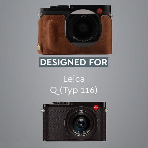 Megagear MG1401 Leica Q-P, Q (Typ 116) Ever Ready Genuine Leather Camera Half Case and Strap, with Battery Access, Brown - Image 3
