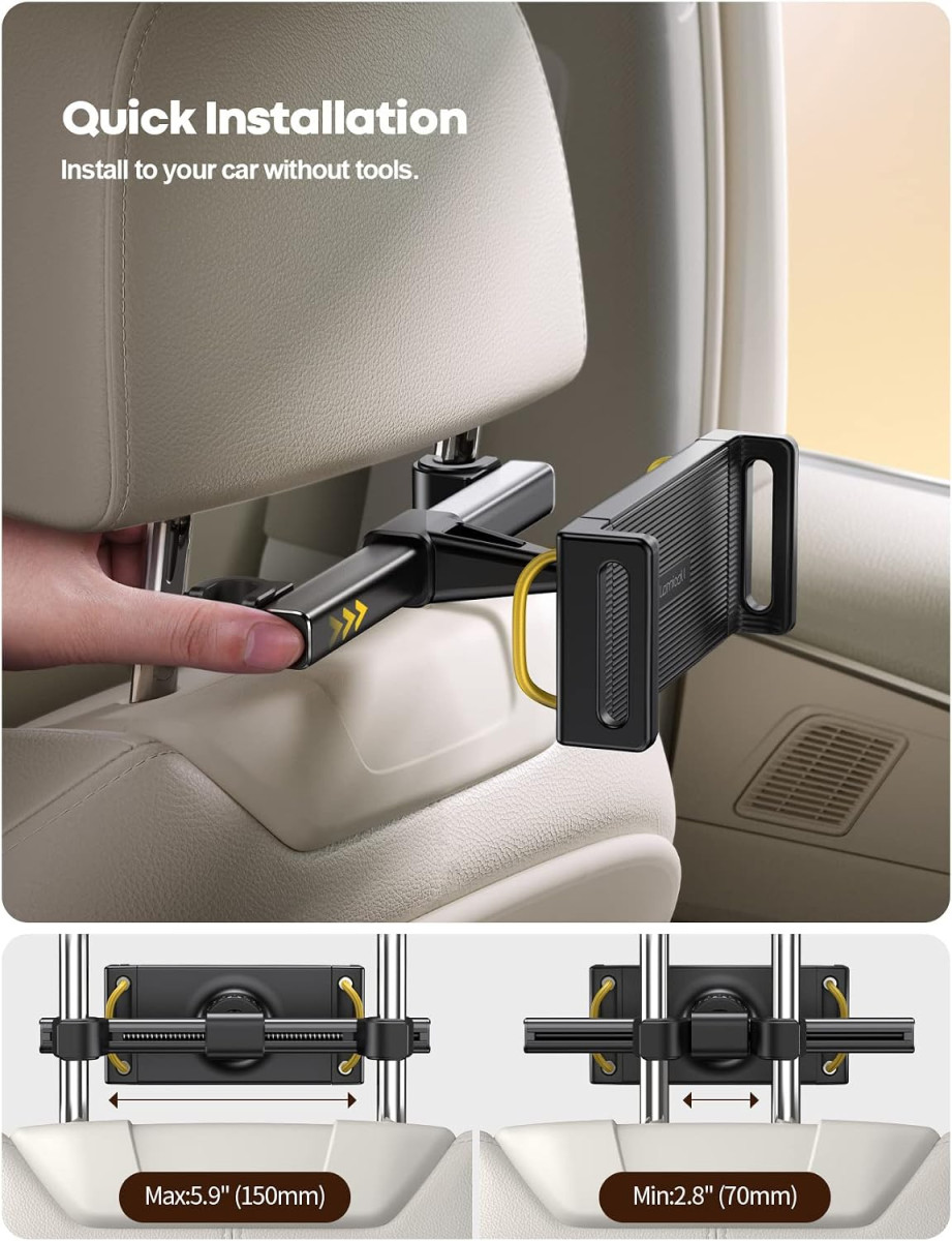 Lamicall Car Tablet Headrest Holder - Car Back Seat Headrest Tablet Mount Stand for Kids -New - Image 3